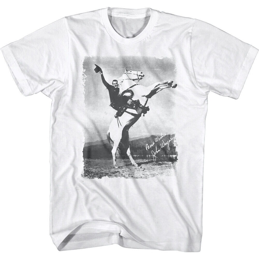 John Wayne On Horseback T Shirt Best Wishes American Cowboy Legend Western